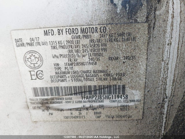 1FAHP2J85HG119458 Ford 3.5l ti-vct