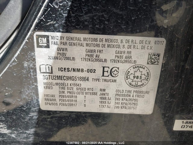 3GTU2MEC9HG518864 GMC l83 -spark ignited direct injection, variable valve timing, afm, e85 max, alum