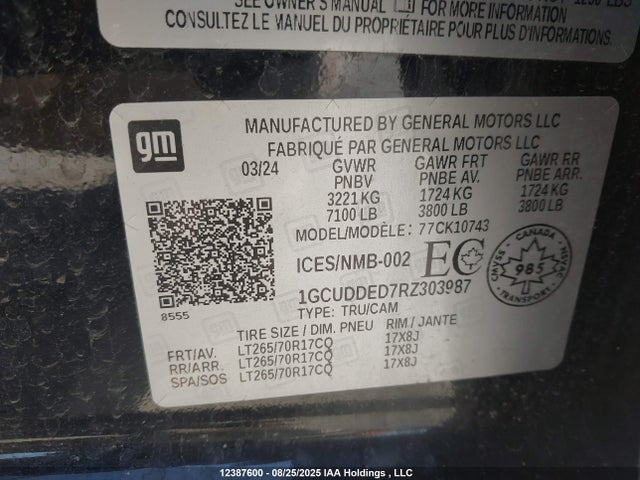 Chevrolet l84 2024 1GCUDDED7RZ303987 Image 9