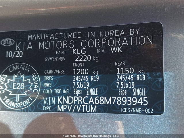 KNDPRCA68M7893945 KIA t-gdi theta-ii