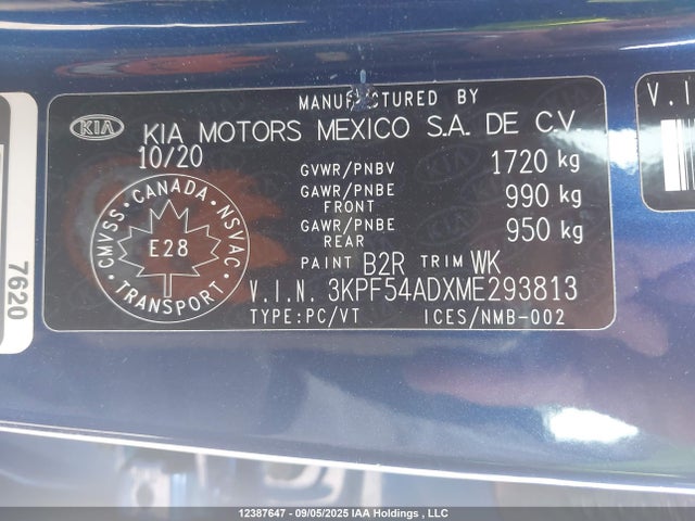 3KPF54ADXME293813 KIA mpi nu