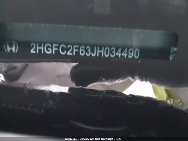 Honda k20c2 2018 2HGFC2F63JH034490 Image 9