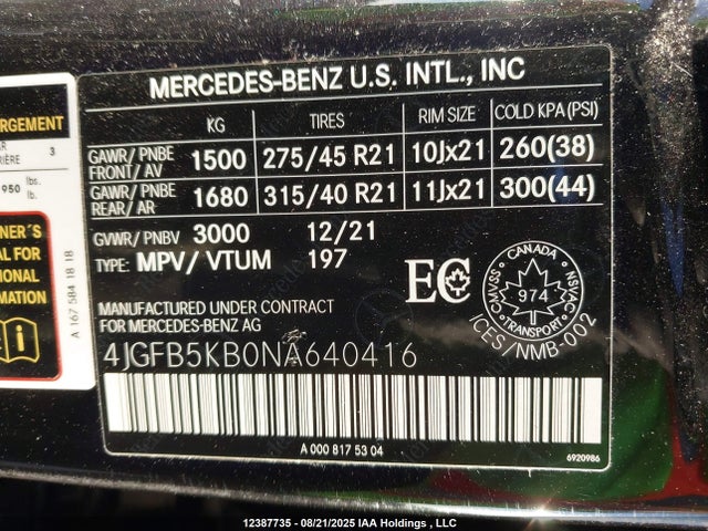 Mercedes-Benz m256 2022 4JGFB5KB0NA640416 Image 19