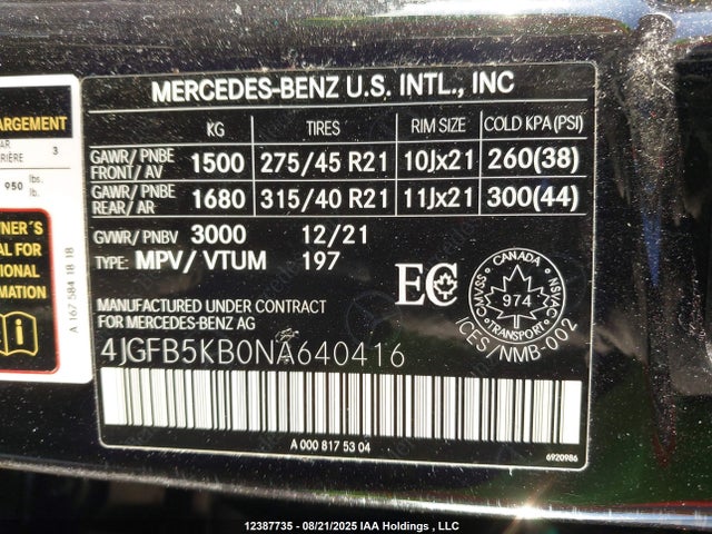Mercedes-Benz m256 2022 4JGFB5KB0NA640416 Image 9