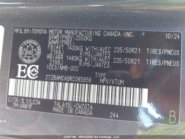 Lexus t24a-fts 2024 2T2BAMCA9RC085856 Image 9