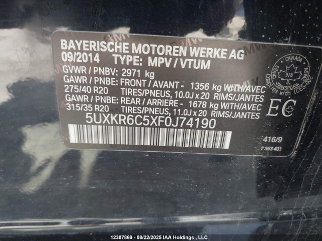 5UXKR6C5XF0J74190 BMW X5