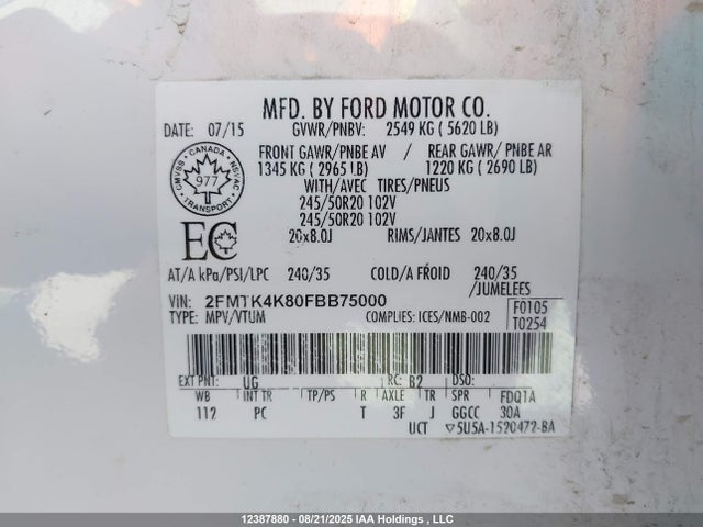 Ford 2015 2015 2FMTK4K80FBB75000 Image 19