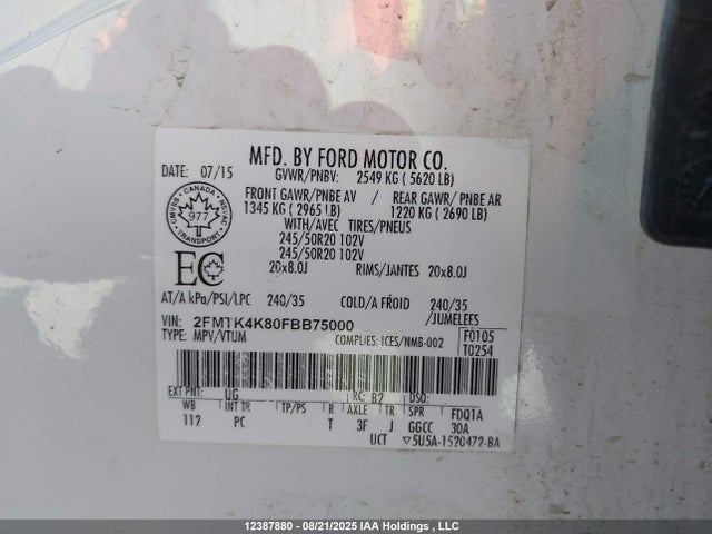 Ford 2015 2015 2FMTK4K80FBB75000 Image 9