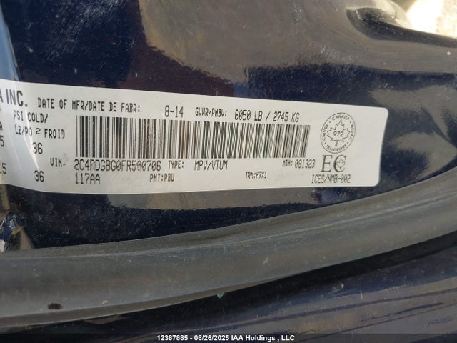 2C4RDGBG0FR500706 Dodge Grand Caravan Se/sxt