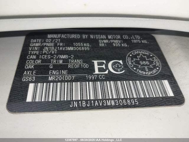 JN1BJ1AV3MW306895 Nissan ROGUE SPORT