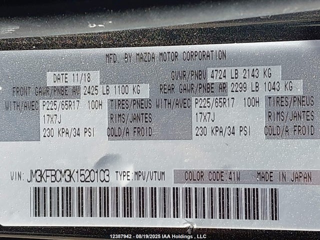 JM3KFBCM3K1520103 Mazda py cylinder deactivation