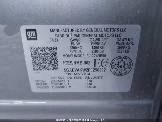 5GAEVAKW2PJ250392 Buick lfy