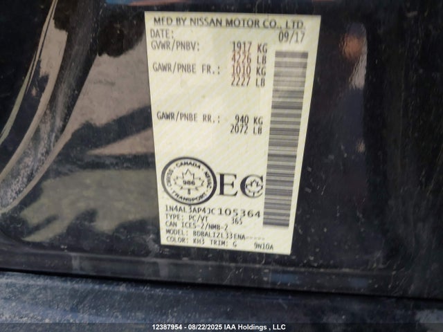1N4AL3AP4JC105364 Nissan Altima