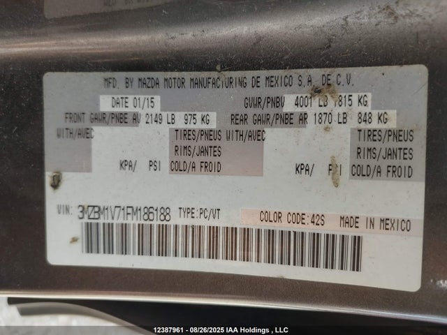 3MZBM1V71FM186188 Mazda pe