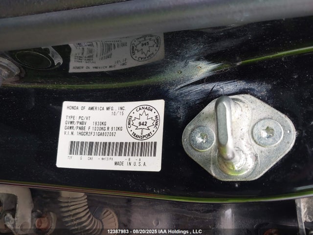 1HGCR2F31GA802062 Honda k24w1