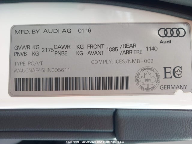 WAUCNAF45HN005611 Audi 2017