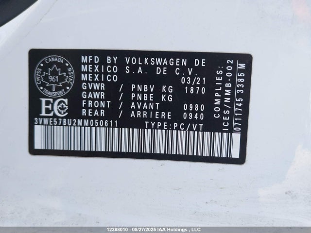 3VWE57BU2MM050611 Volkswagen tsi