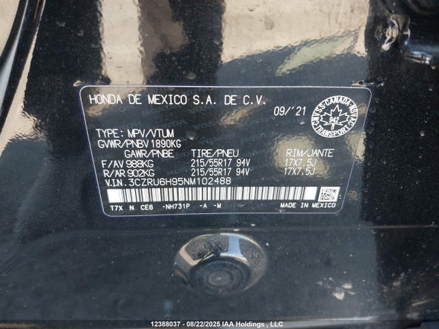 3CZRU6H95NM102488 Honda r18z9