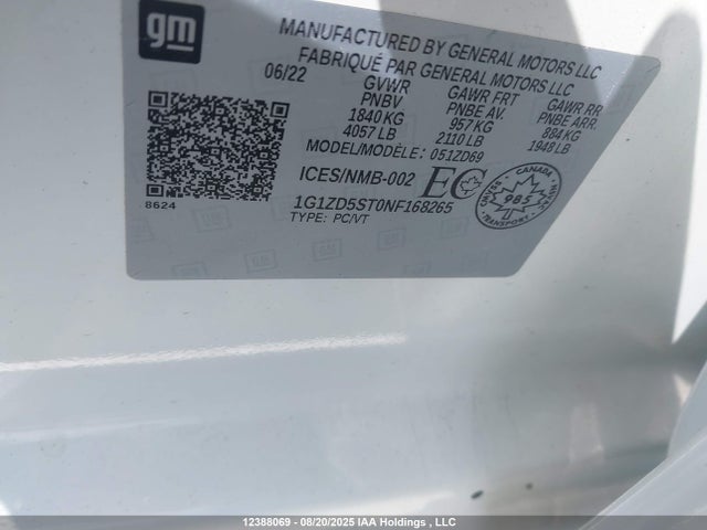 1G1ZD5ST0NF168265 Chevrolet lfv - direct injection, variable valve timing, gen 1 gmna