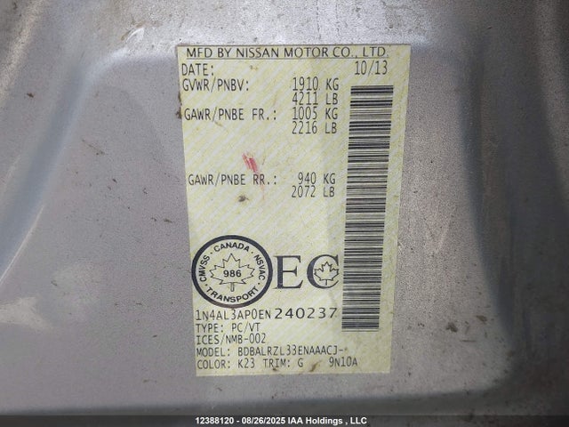 1N4AL3AP0EN240237 Nissan 2014
