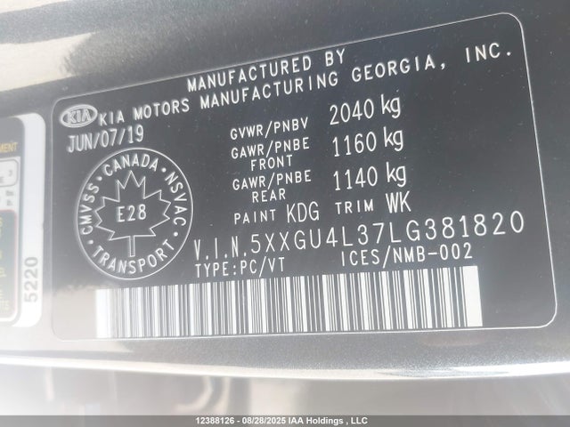 5XXGU4L37LG381820 KIA gdi