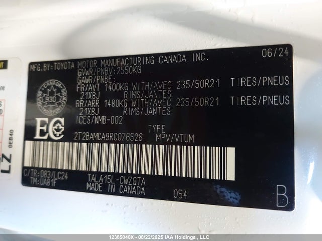 Lexus t24a-fts 2024 2T2BAMCA9RC076526 Image 9