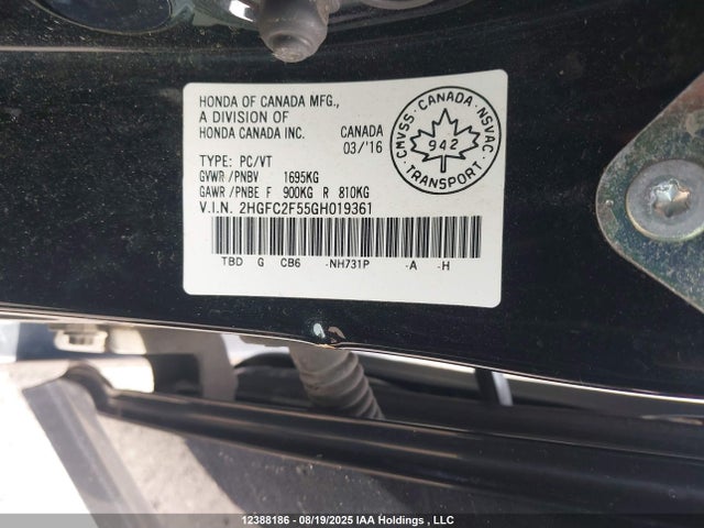 Honda k20c2 2016 2HGFC2F55GH019361 Image 9