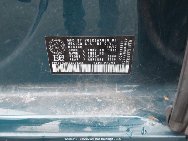 3VW717AU4JM758439 Volkswagen GOLF SPORTWAGEN