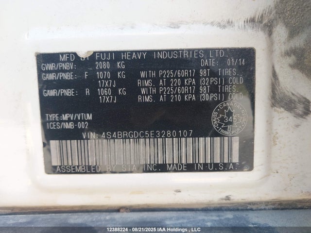 Subaru 2.5na c0 2014 4S4BRGDC5E3280107 Image 18