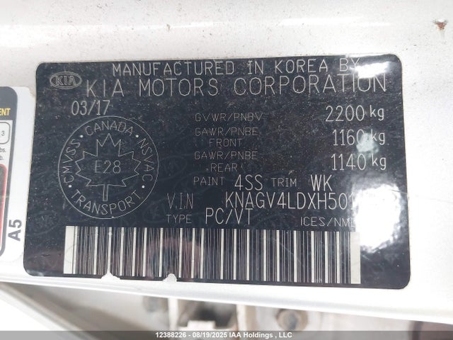 KNAGV4LDXH5014232 KIA Optima