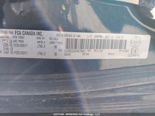 2C4RDGDG2HR678603 Dodge 2017