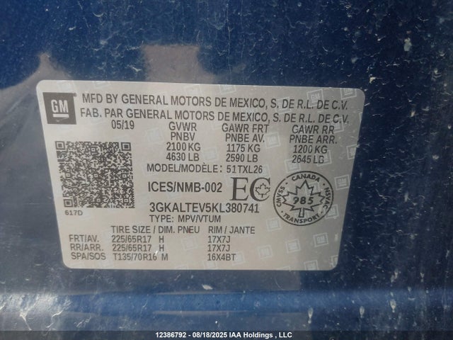 3GKALTEV5KL380741 GMC lyx - direct injection, vvt, fgt, turbo, alum, gen 1