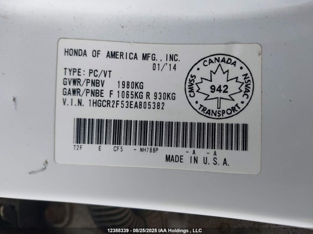 Honda k24w1 2014 1HGCR2F53EA805382 Image 19