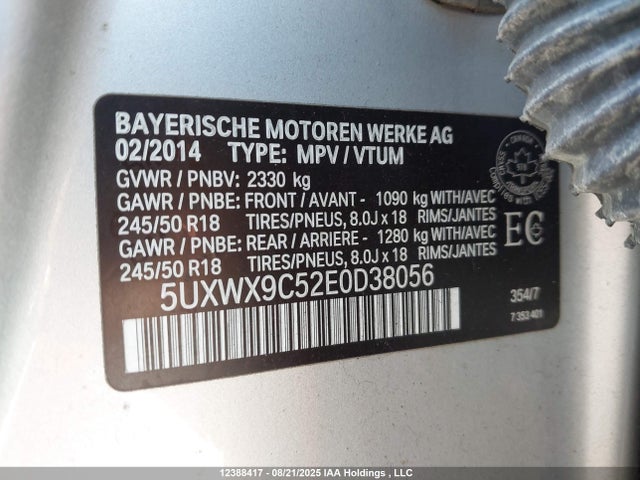 5UXWX9C52E0D38056 BMW X3