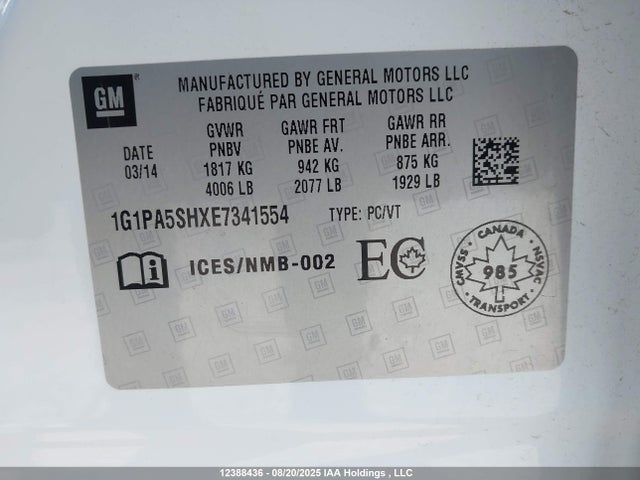 1G1PA5SHXE7341554 Chevrolet luw