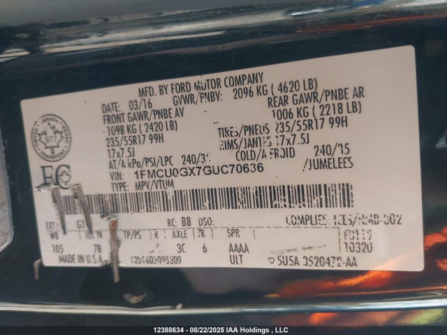 1FMCU0GX7GUC70636 Ford Escape