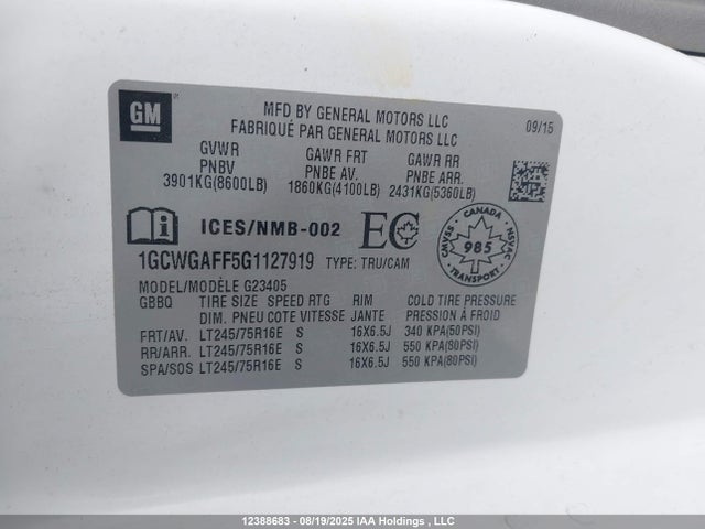 1GCWGAFF5G1127919 Chevrolet l20 - flexible fuel (gas/ethanol), sfi iron