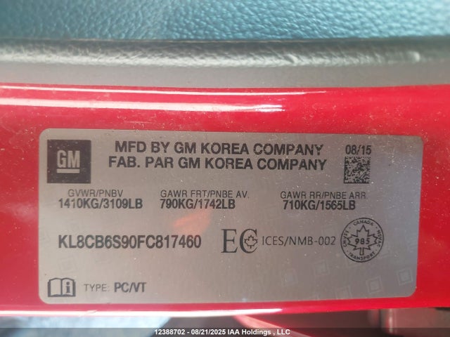 Chevrolet Spark 2015 KL8CB6S90FC817460 Image 9