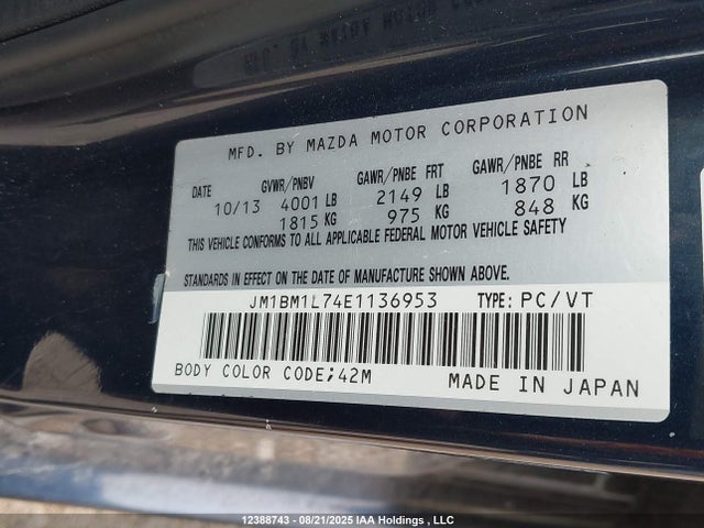 JM1BM1L74E1136953 Mazda pe