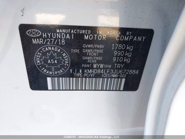 KMHD84LF3JU672884 Hyundai mpi nu