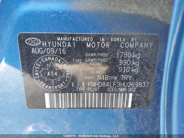 KMHD84LF3HU269837 Hyundai Elantra