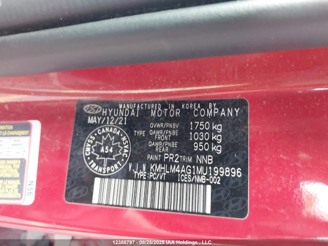 KMHLM4AG1MU199896 Hyundai mpi nu pe