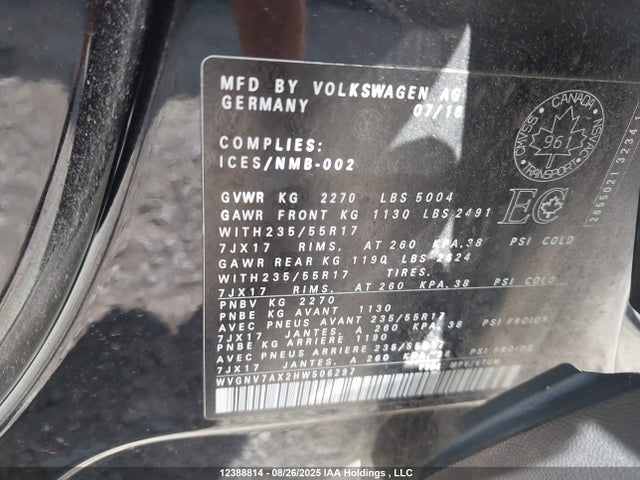 WVGNV7AX2HW506297 Volkswagen Tiguan