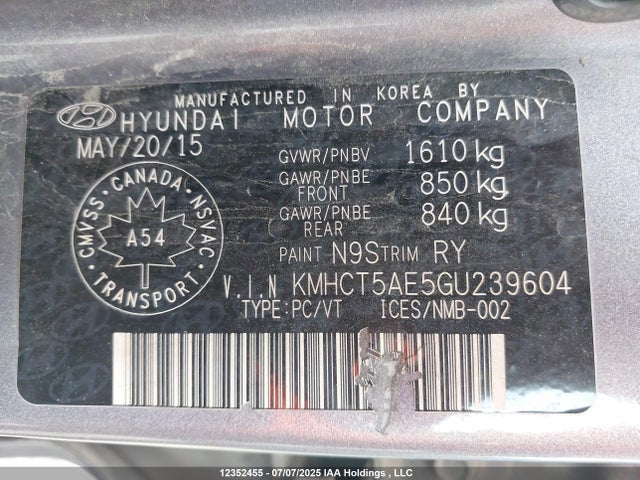 Hyundai dohc gdi gamma 2016 KMHCT5AE5GU239604 Image 9