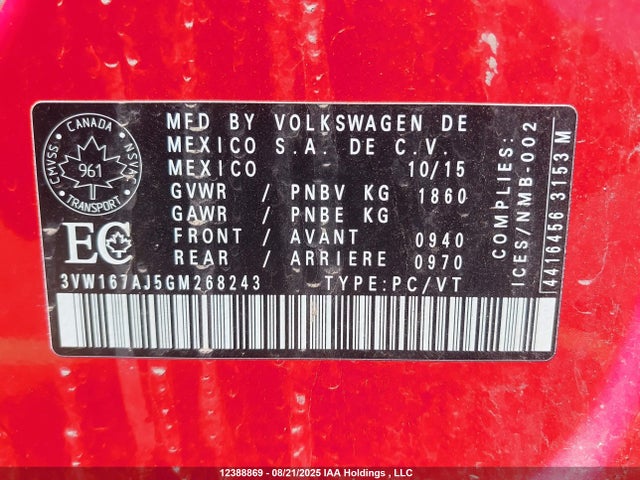 3VW167AJ5GM268243 Volkswagen 1.4t