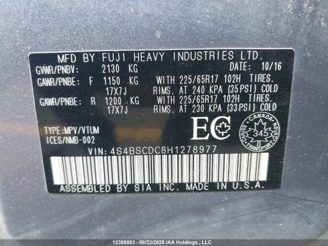 4S4BSCDC8H1278977 Subaru c0