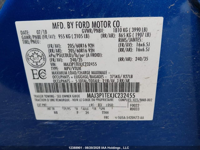 MAJ3P1TEXJC232455 Ford 2018