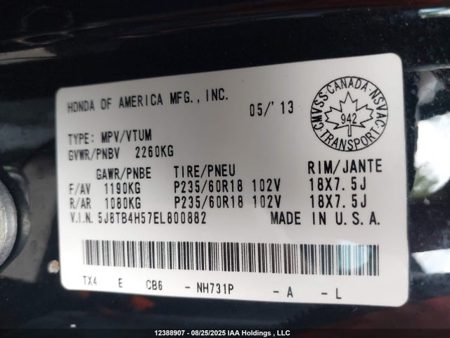 5J8TB4H57EL800882 Acura j35z2