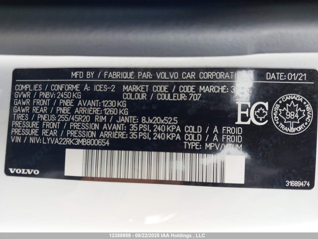 Volvo b4204ts (hp) 2021 LYVA22RK3MB800654 Image 9