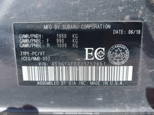 4S3GTAF63J1752651 Subaru Impreza